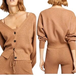 A.L.C. Peters II Cardigan in Metallic Brown Sz XS Relaxed Fit Dolman Sleeve